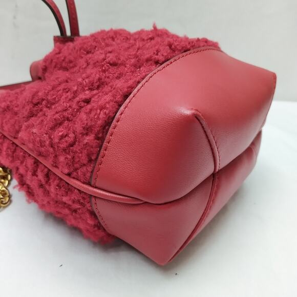 Tory Burch Willa Boucle Red Tweed Mini Drawstring Bucket Crossbody Bag - Picture 13 of 16